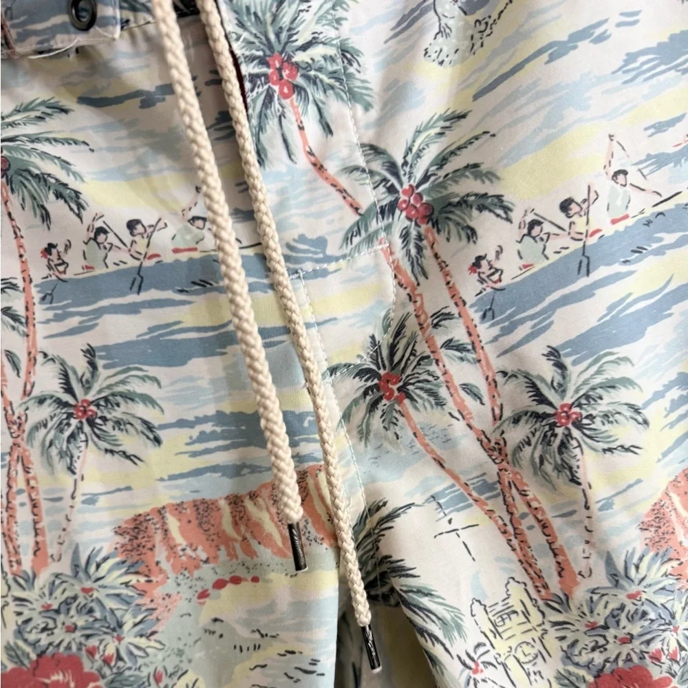 Faherty Men’s Board Shorts 7” Swim Trunks Hawaiian Surf Hibiscus Floral Size 29